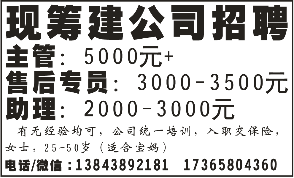 现筹建公司招聘