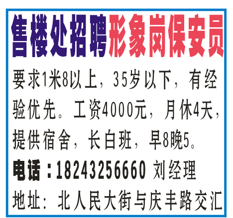 售楼处招聘形象岗保安员