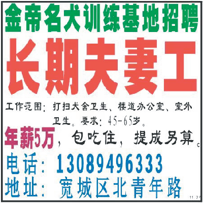 金帝名犬训练基地招聘